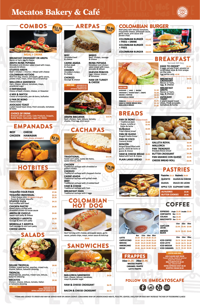 Meatos Bakery & Cafe Downtown Orlando Menu